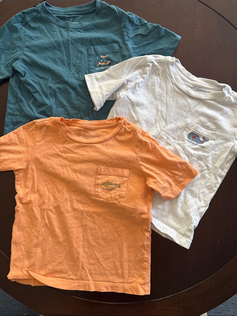 Vineyard Vines Kids Short Sleeve Pocket Tees - Orange, Teal, White
